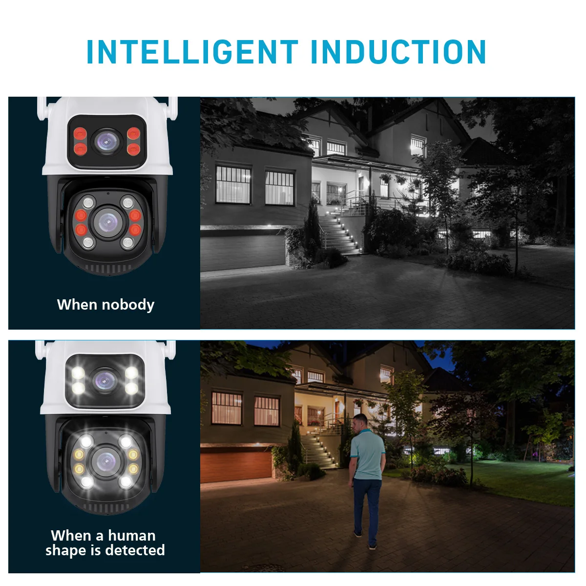 Gadinan Outdoor CCTV Security 8MP 4K PTZ Wifi Camera Dual-Lens Human Detect Smart Color Night Vision PTZ IP Camera ICSEE APP