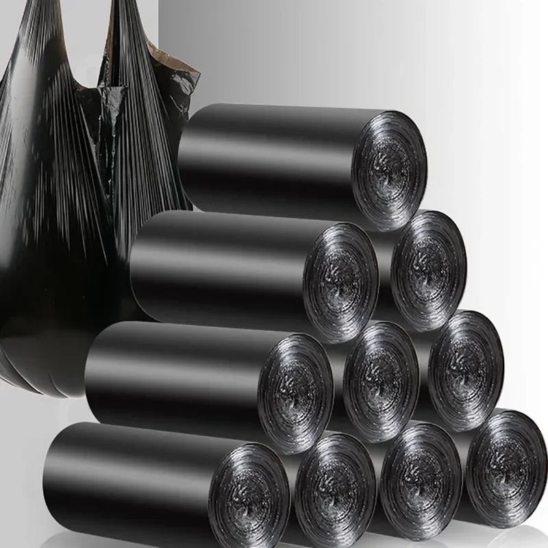 5Rolls=100PCS Large Garbage Bags Black Thicken Disposable Environmental Waste Bag Privacy Plastic Trash Bags 45x50CM