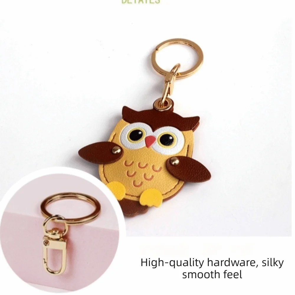 Cartoon Owl Charm Cartoon Owl Keychain Faux Leather PU Leather Card Holder Keychain 2 in 1 Holder High Quality view 5