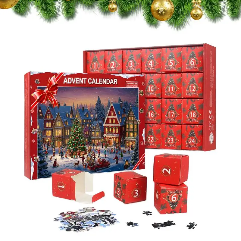 Puzzle Advent Calendar Countdown Calendar Family Game Puzzle 1008 Pieces Christmas 24 Days Countdown Christmas Calendar For Kids