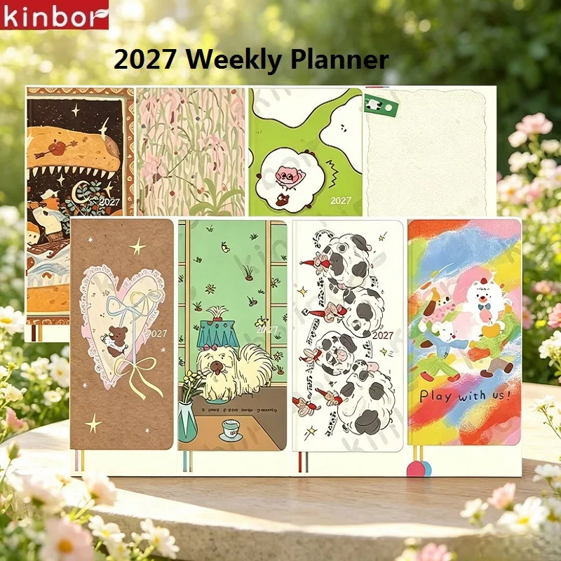 Kinbor 2027 Weekly Planner Work Plan Notebook Daily Time Management Two Pages A Week Schedule Book Self Disciplined Punch Book