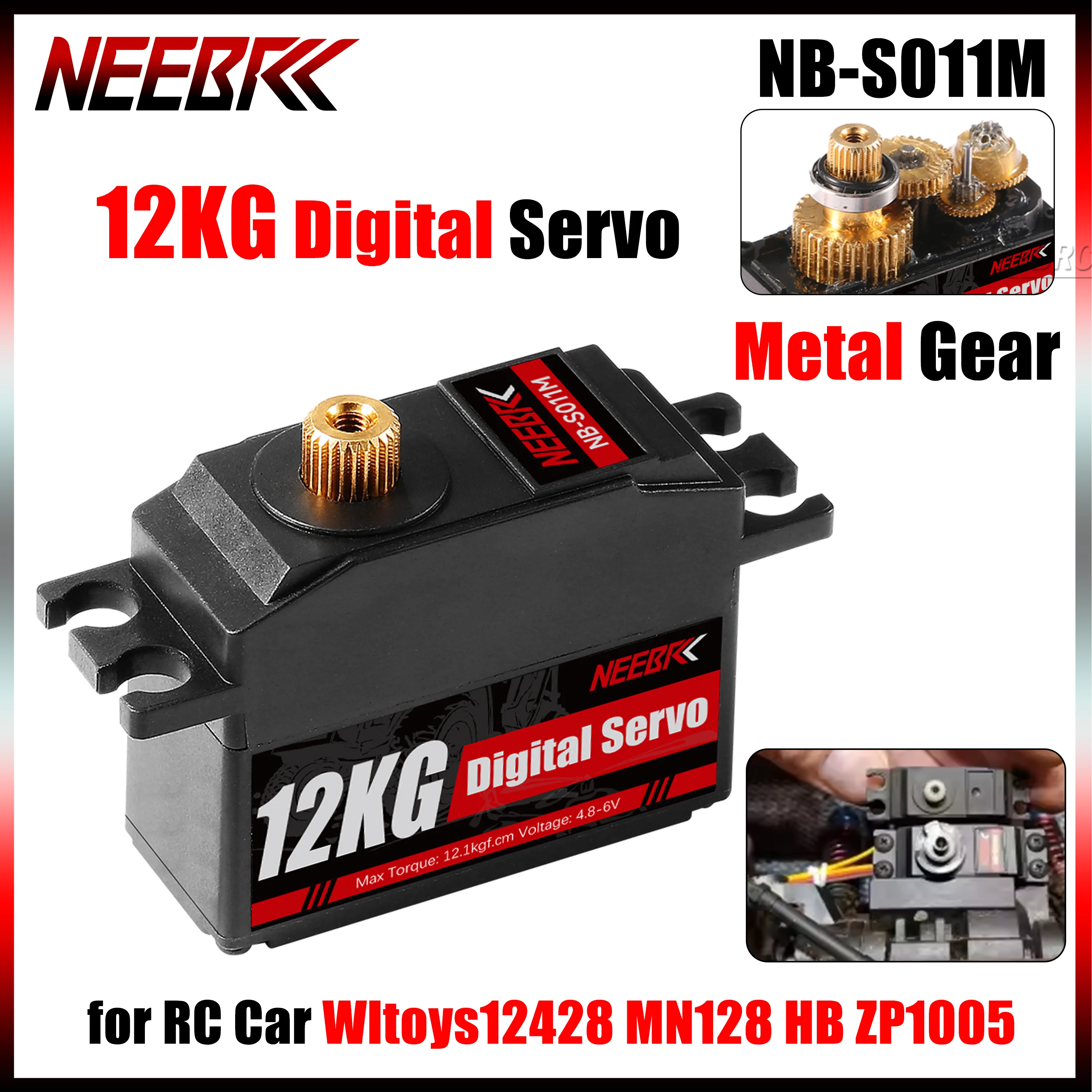 NEEBRC 12KG Metal Gear Digital Standard Servo Short Body for RC Car Truck Wltoys12428 HB ZP1005 MN128 Plane Boat Upgrade Parts