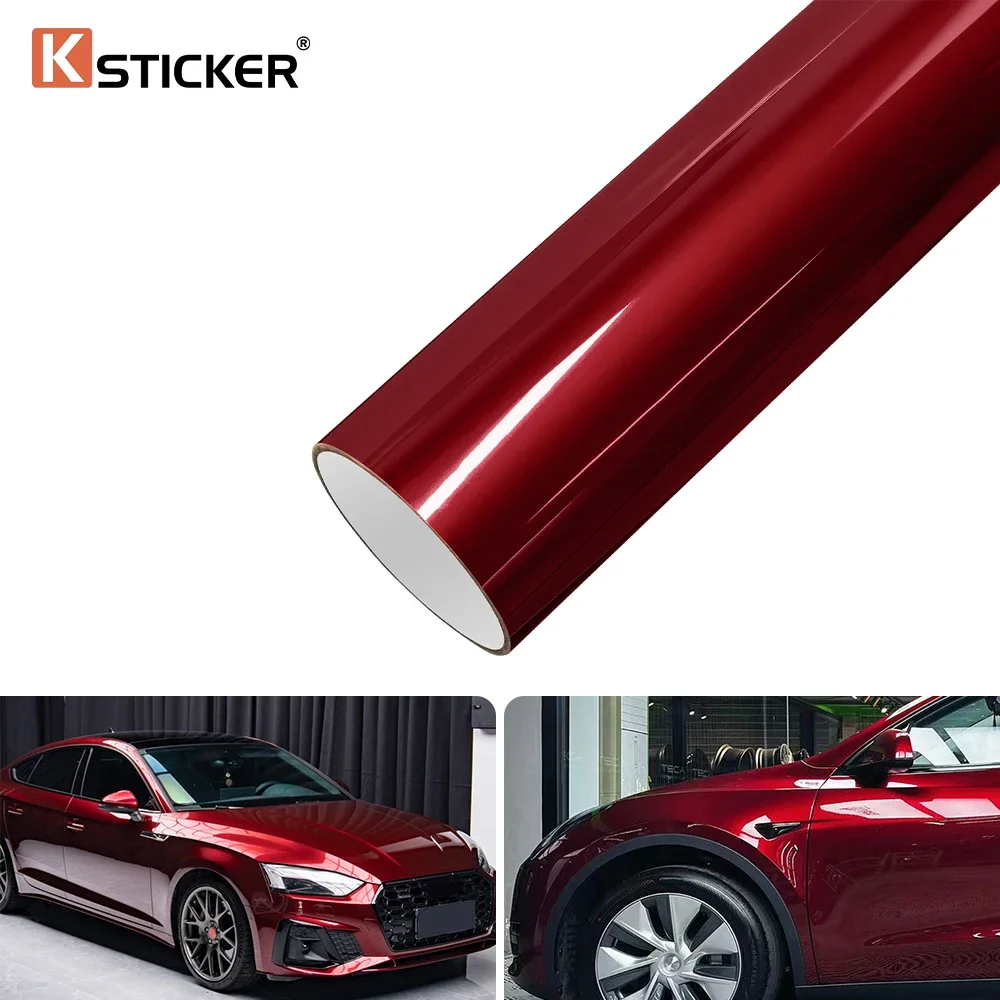 

Ksticker Premium Liquid Metal Vampire Red Car Wrapping Colors Change Film Sticker Durable Waterproof Wraps PET Cover Auto Tuning