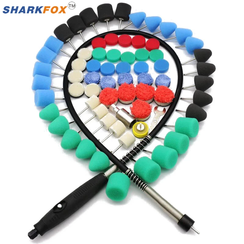 Sharkfox Mini Polishing Kit For Car Beauty Detailing Polisher Extention Tools Car Polishing Pad Kit for Rotary Polisher