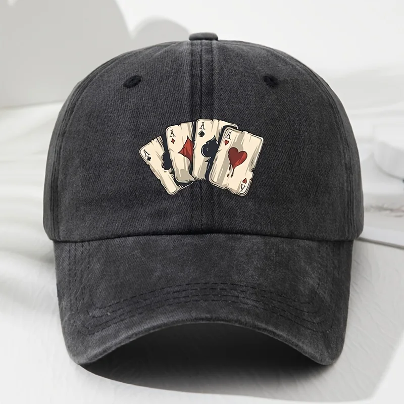 Retro-Poker-Baseballkappe mit AAA-Aufdruck und verstellbarer Papa-Mütze, geeignet für Outdoor-Sport, Angeln und Camping