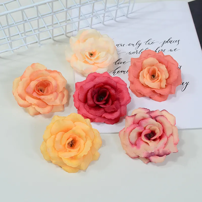 

11Colors 8CM Artificial Silk Rose Flower Heads for DIY Wedding Wall Arch Background Props Bouquet Kissing Ball Accessory Decor