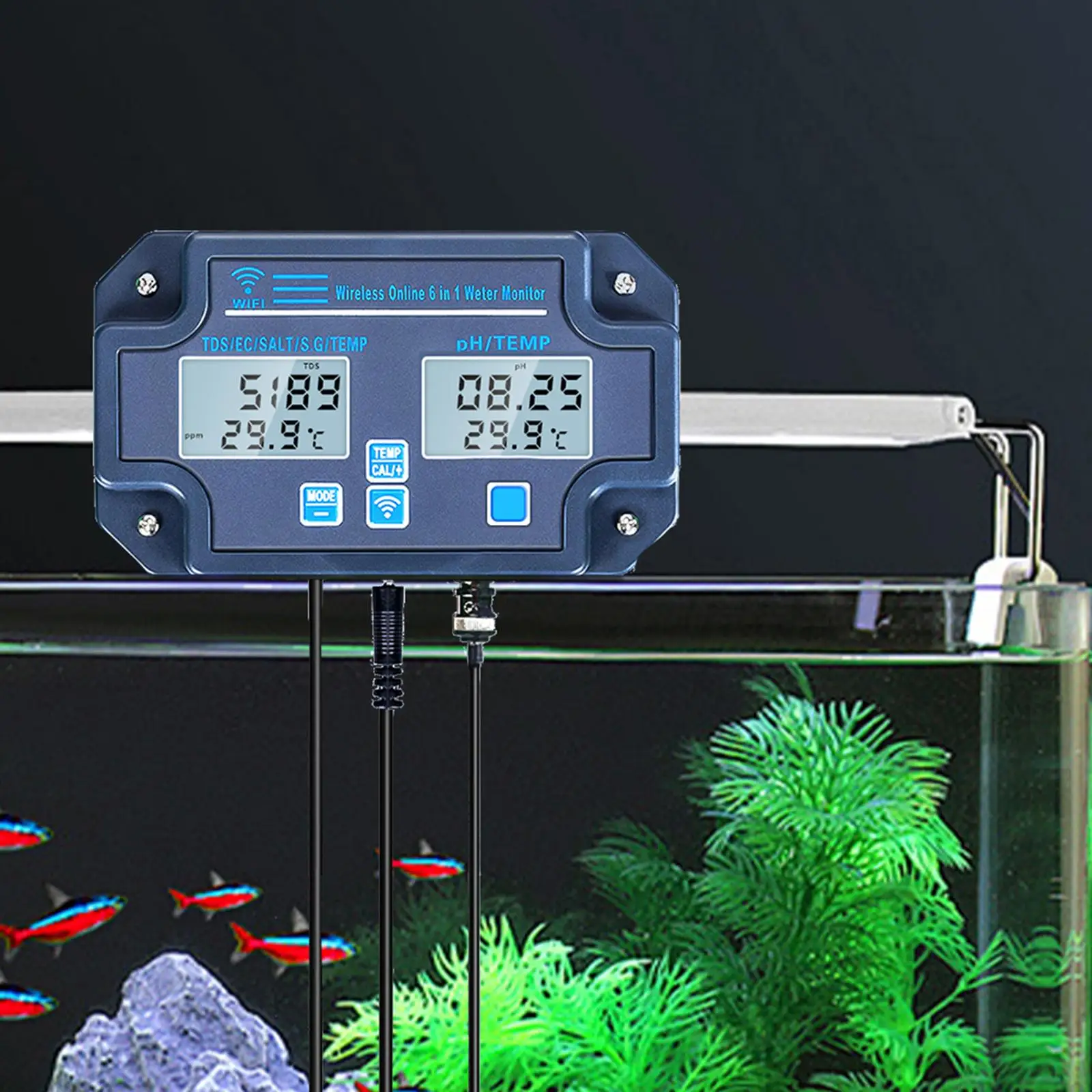 

Water Quality Meter EU Plug 6 in 1 Temperature Tester Water Quality Tool for Swimming Pool Drinking Water Aquariums Aquaculture