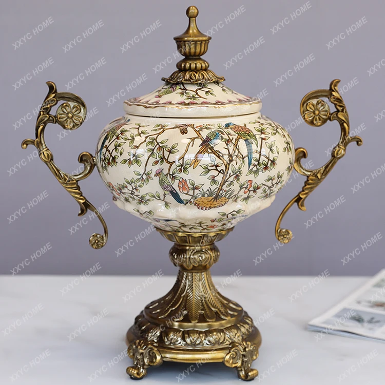 

Light Luxury Ceramic Painting Tank Creative Living Room Storage Bottles Personality Porch Jars Decoration OrnamentsY