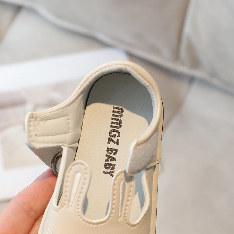 Mode Kinder Lederschuhe beige runder Kopf Hase Leder Jungen Mädchen Freizeit schuhe 0-7 Jahre alt weiches Kind Baby Einzels chuhe