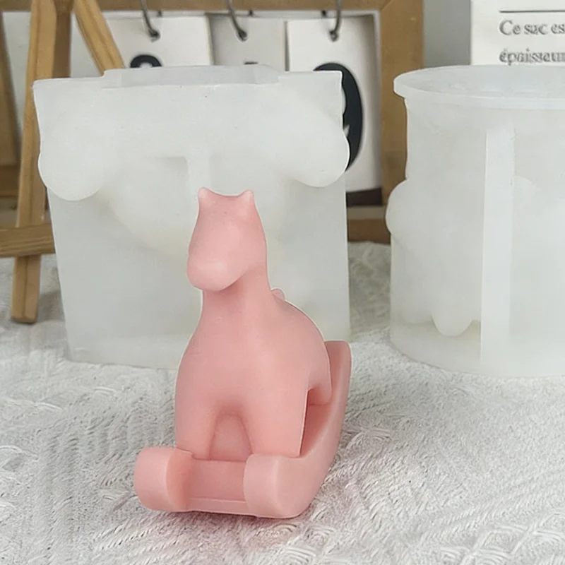 Rocking Horse Candle Silicone Mold DIY Handmade Aromatherapy Candle Gypsum Epoxy Resin Soap Making Silicone Mould Home Decor