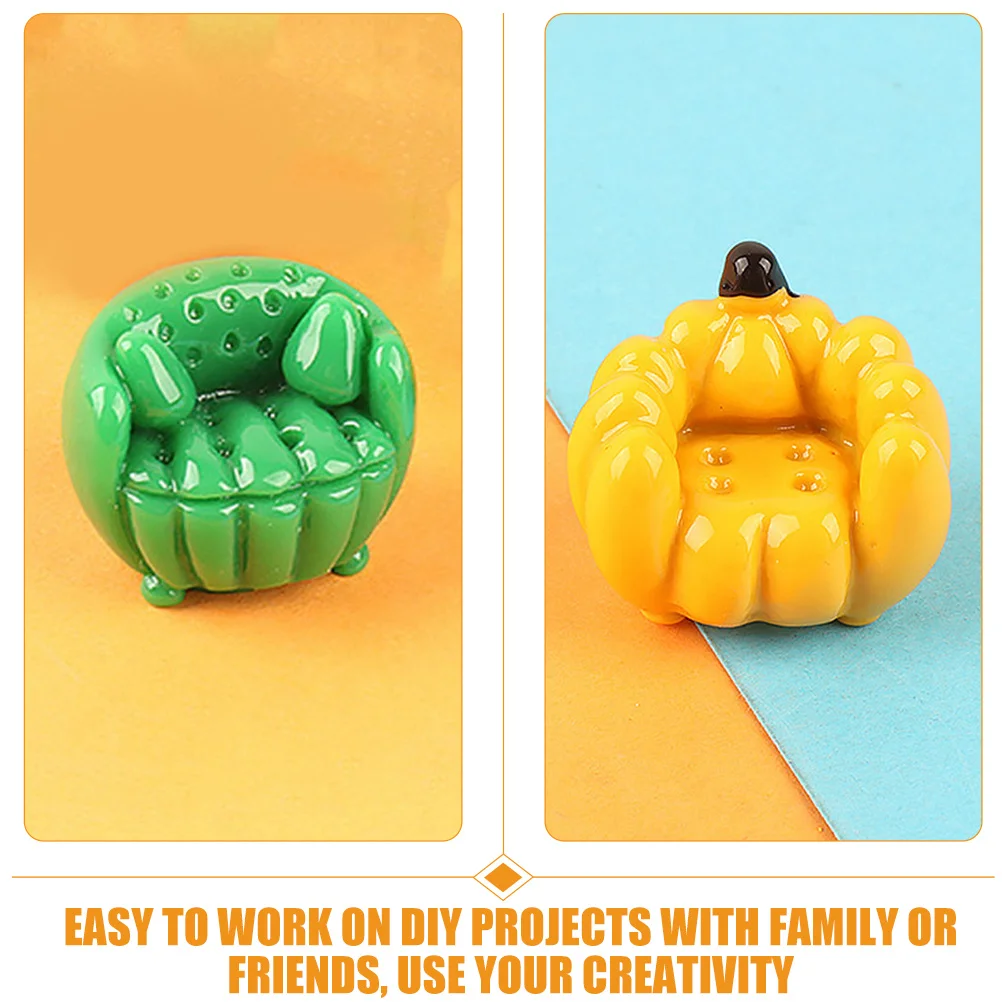 12Pcs Fruit Sofa Shape Charm Resin DIY Phone Cover Decor Mini Craft Adornment for Shell Hair Clip Decoration Props