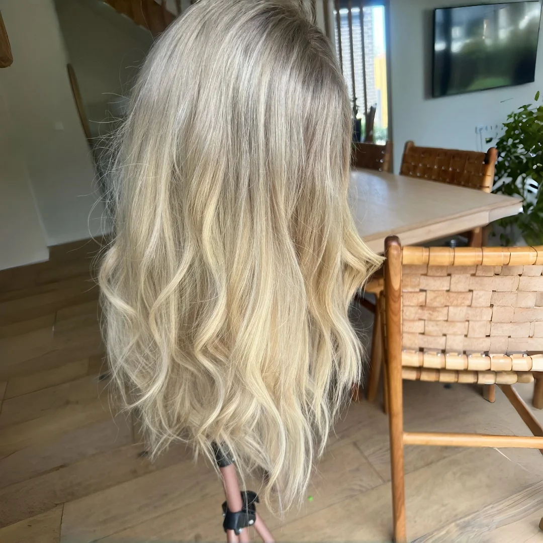 24Inch Pre-Plucked Highlight Blond Wave with Bangs Natural HD Lace Wig for Women Transparent Lace Frontal Versatile Hair Wig