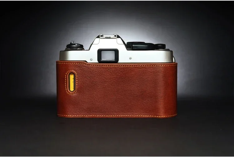 Design para Nikon FM10 feito à mão em couro genuíno meia capa para câmera Bolsa