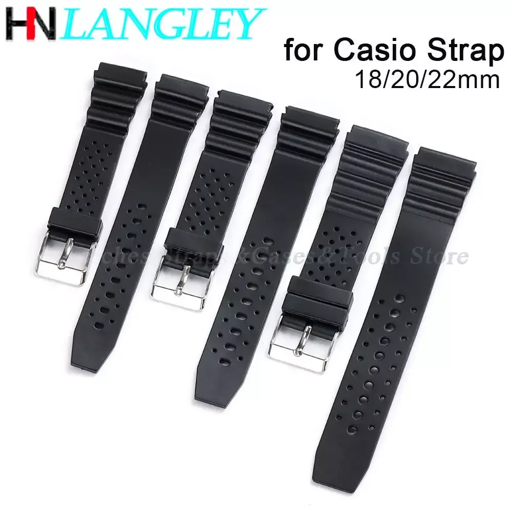 18mm 20mm 22mm Silicone Watch Strap for Casio W800H Sport Diving Rubber PU Bracelet for F91W F84 F105/108/A158/168 Wrist Band