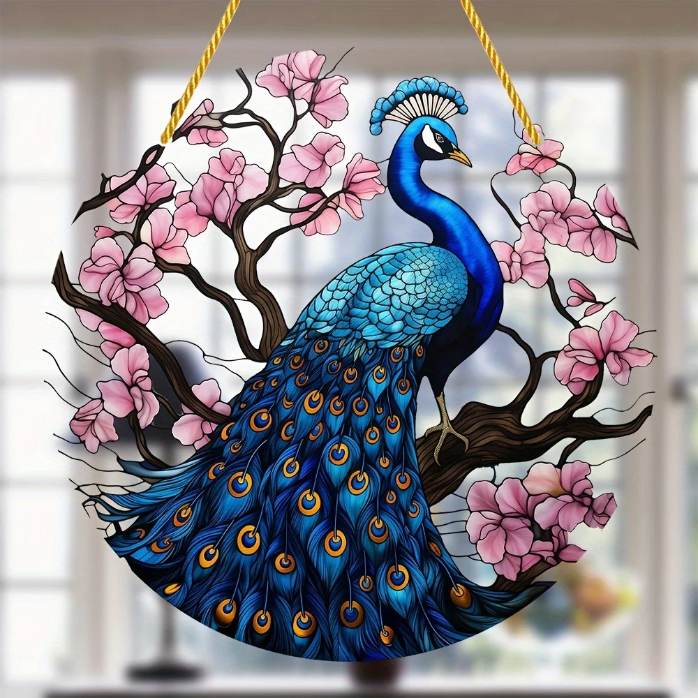 Colorful Peacock Sun Catcher-Indoor/Outdoor Hanging Decoration for Whimsical Home,Versatile Decor For Patio,Garden,Porch Decor