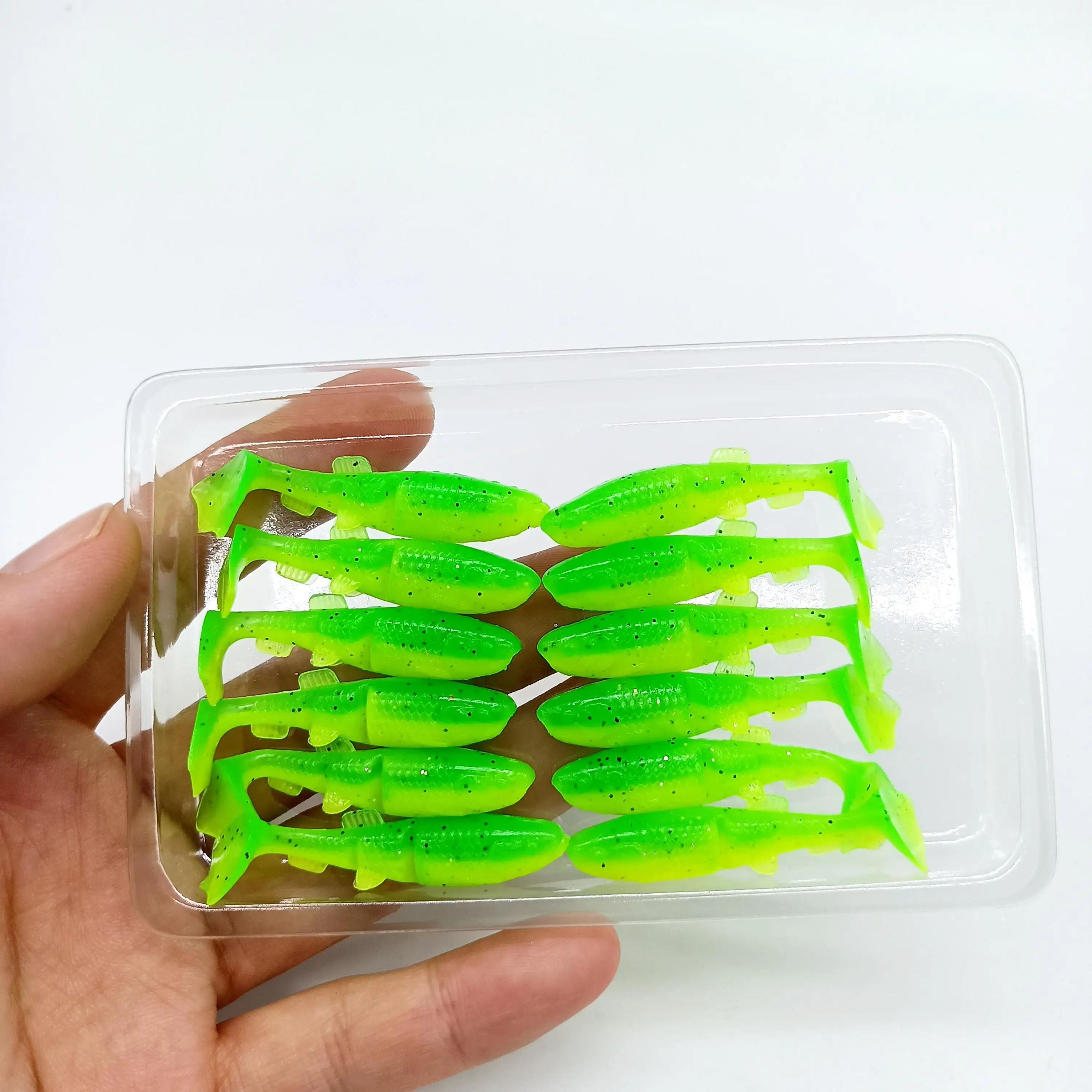 DUODUOYU 12PCS Mini T-Schwanz Weiche Angeln Locken 1g/40mm PVC Kleine Fisch Silikon Swimbait wobbler Für Hecht Bass Shad Angelgerät – Detail 7