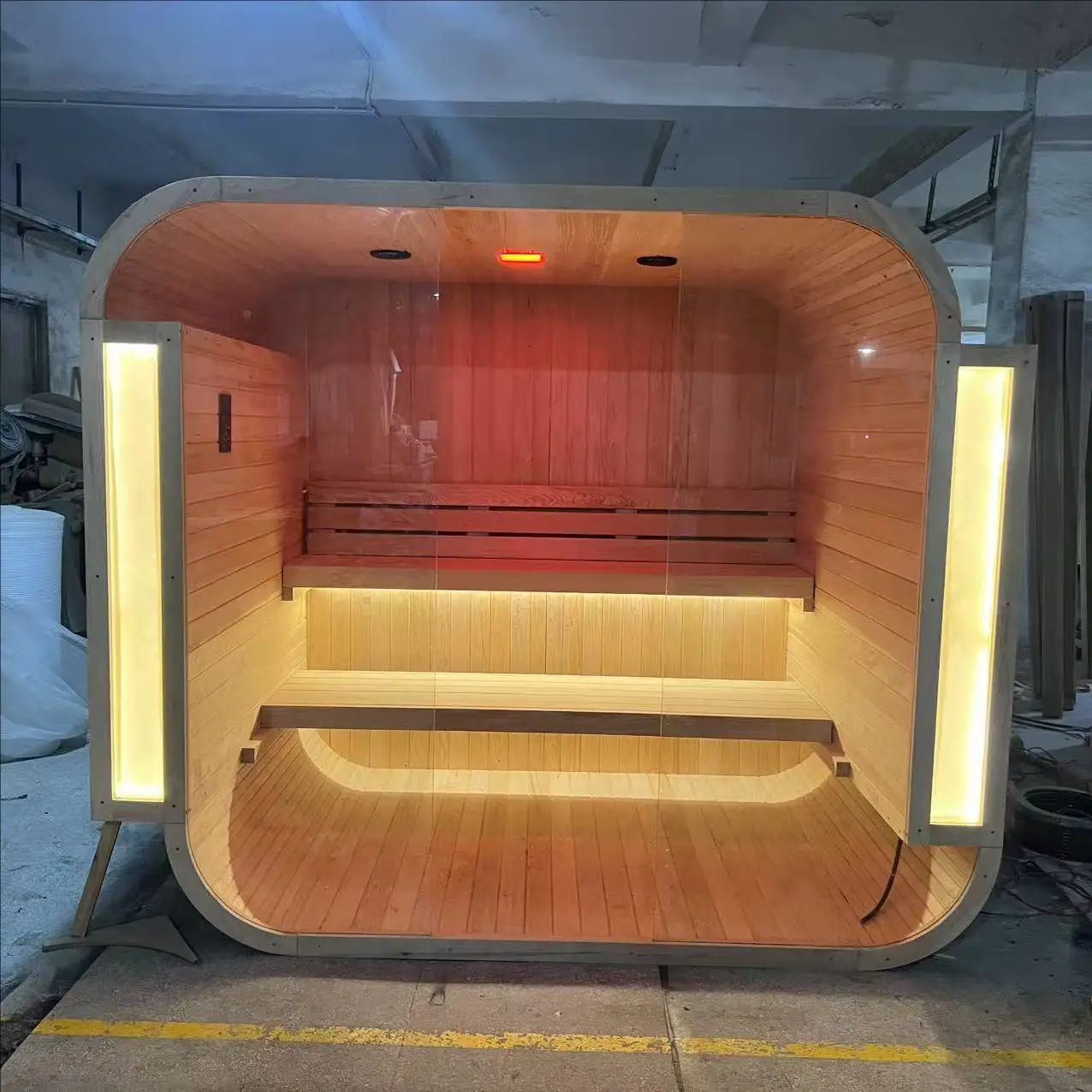 Custom Hot Selling Durable Canadian Cedar Solid Wood 2 Person Outdoor Villa Sauna Room Modern Design Electric Heating