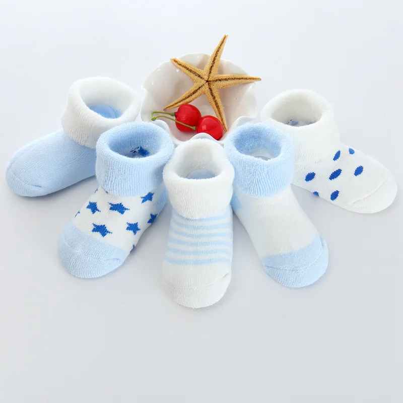 Kiddiezoom 5 Pairs/Set Four Seasons 0-12Months Fashion Newborn Baby Boy Girl Socks 100%Cotton Soft Infant Accessories