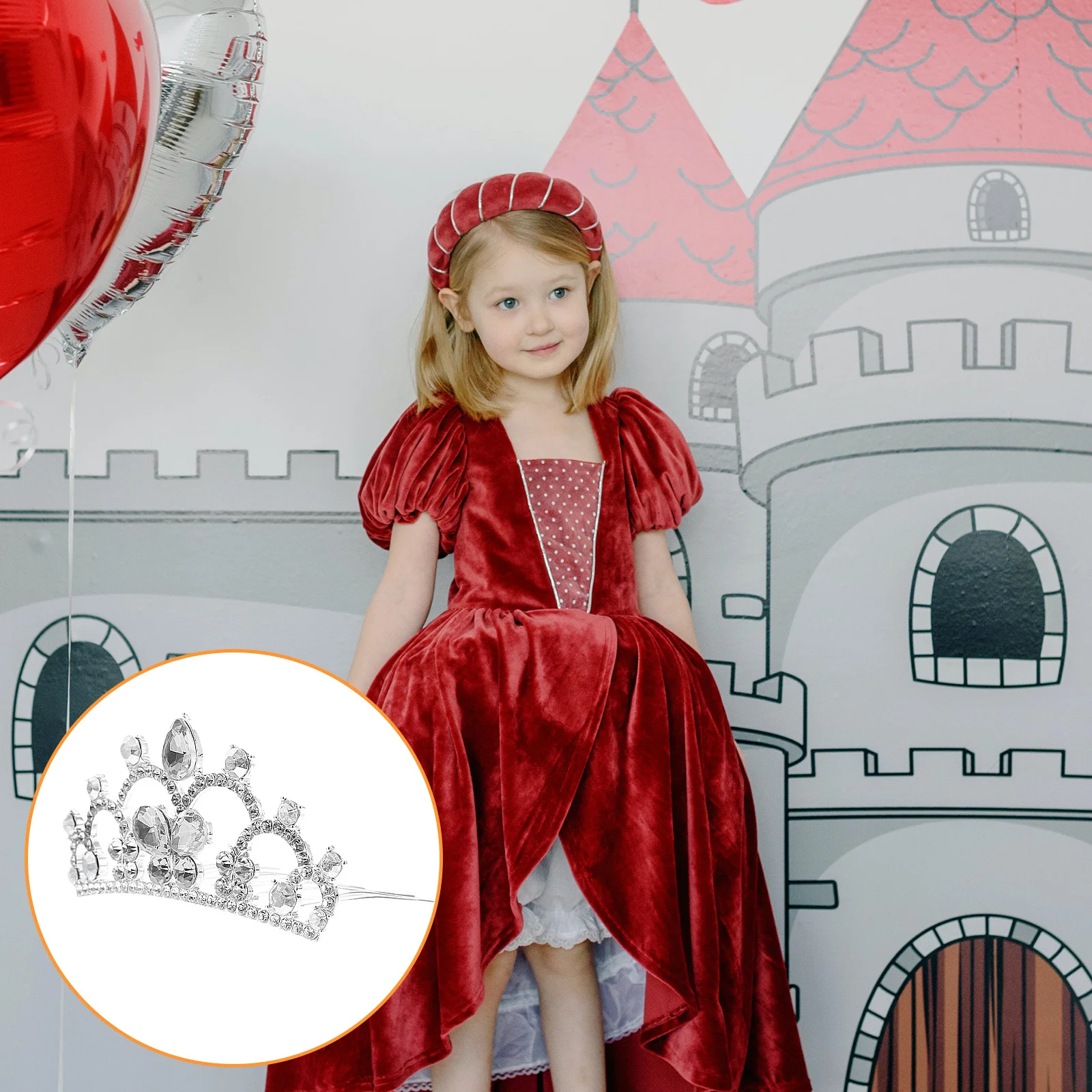 

Kids Small Tiara Hair Comb Rhinestone Crown for Girls Birthday Party Outfit Decorative Gift Premium Safe Comfortable Material