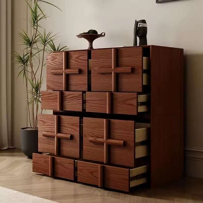 Mid-Century Style Solid Wood Eco-Friendly Space-Saving 5+ Drawers Chest Drawers Bedroom Bedside