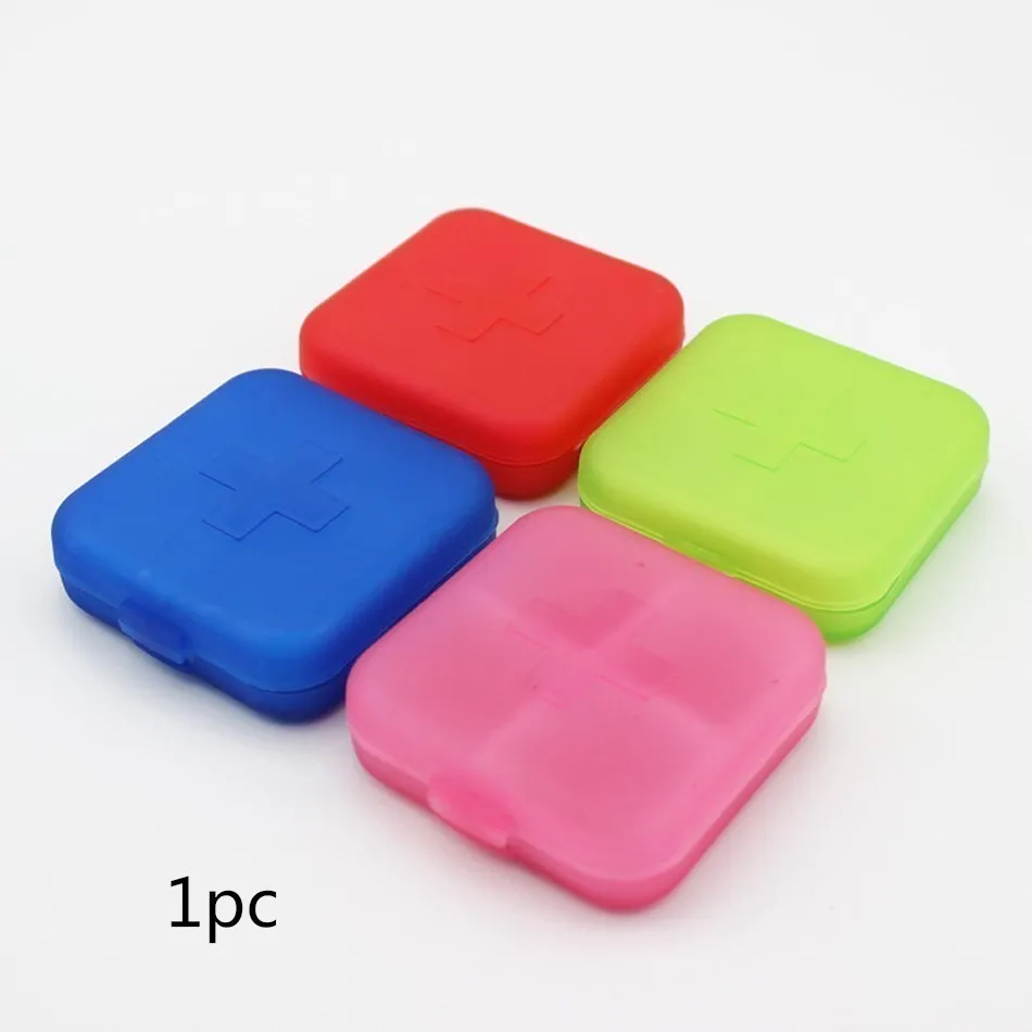 Square 4 Grids  Pill Box 5Colors Convenient Drug Placement Travel Medicine Placement Portable Tool