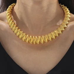 Dubai Gold Color Torques Necklace For Women Stainless Steel Excessive Chunky Sprung Chains Women Choker India Wedding Jewelry