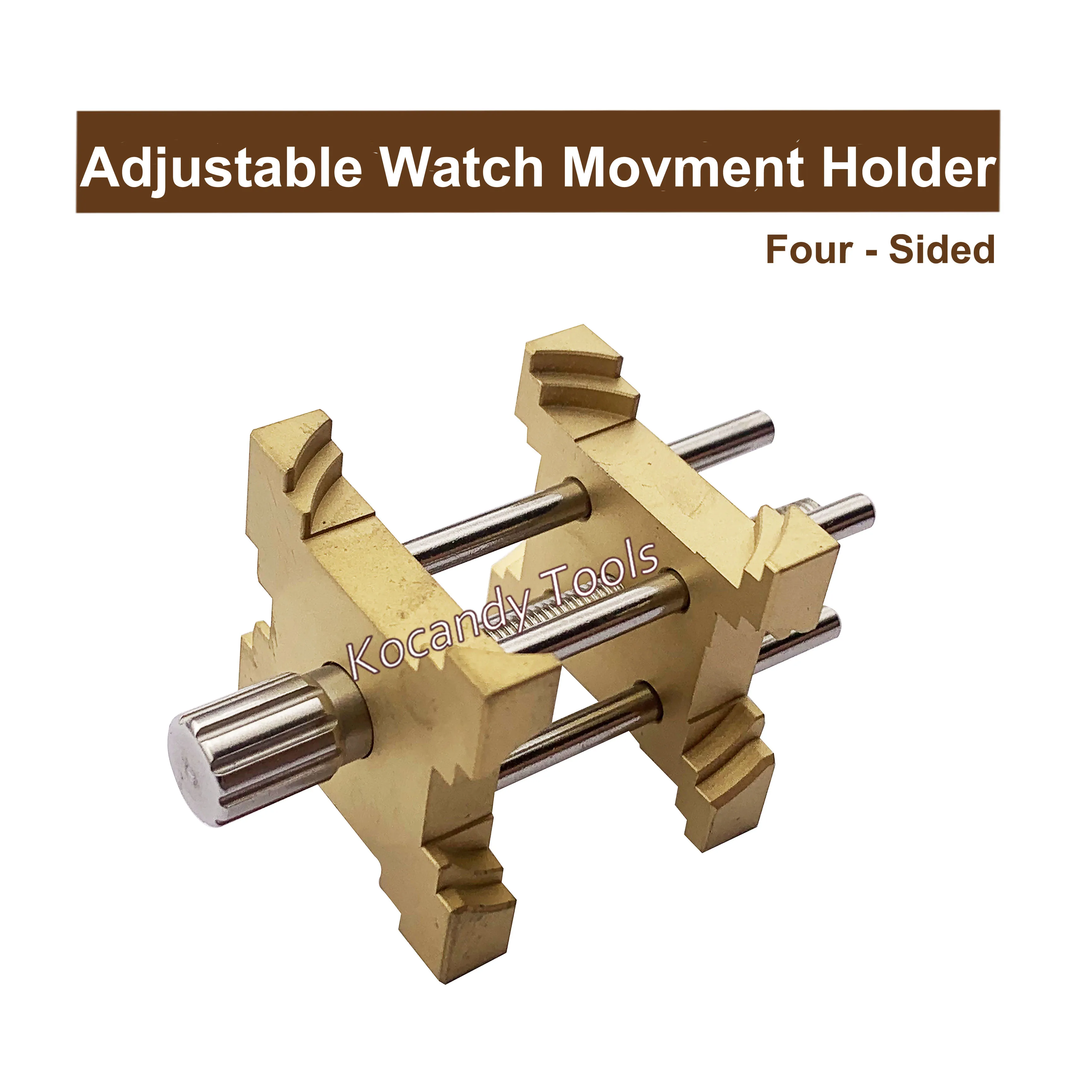 Watch Movement Holder Brass Fixed Base, Multi-Function Adjustable Four-Sided Watch Movement Holder Repair Tools