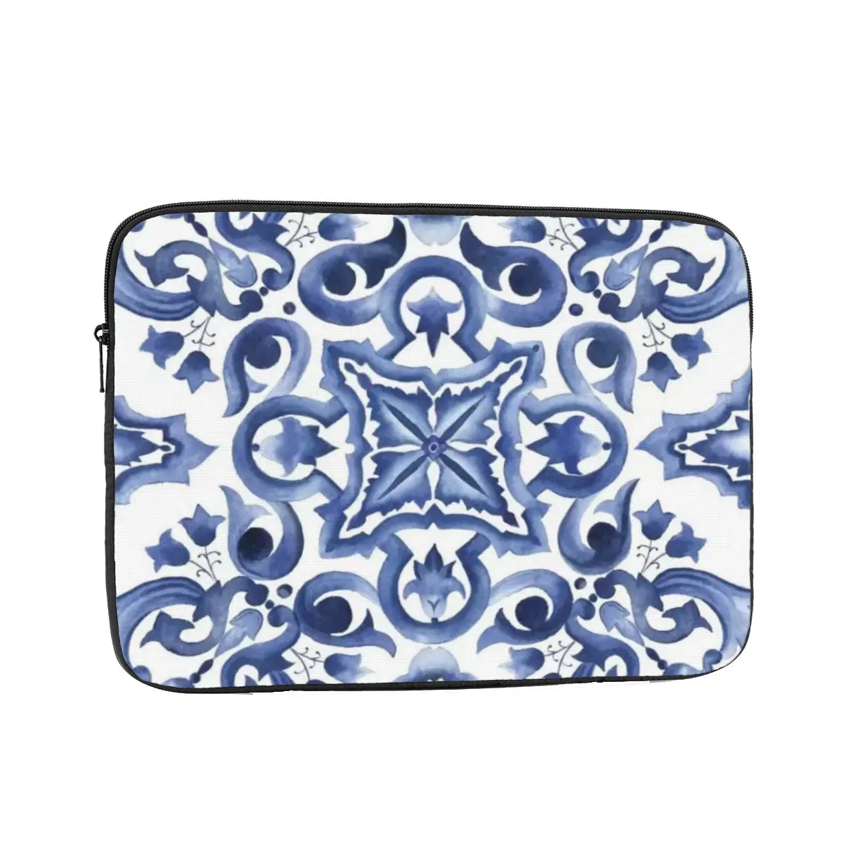 

Blue Ornate Floral Mediterranean Sicilian Tile Laptop Sleeve Cover Bag Notebook Bag Sleeve Tablet Shockproof Case Bag