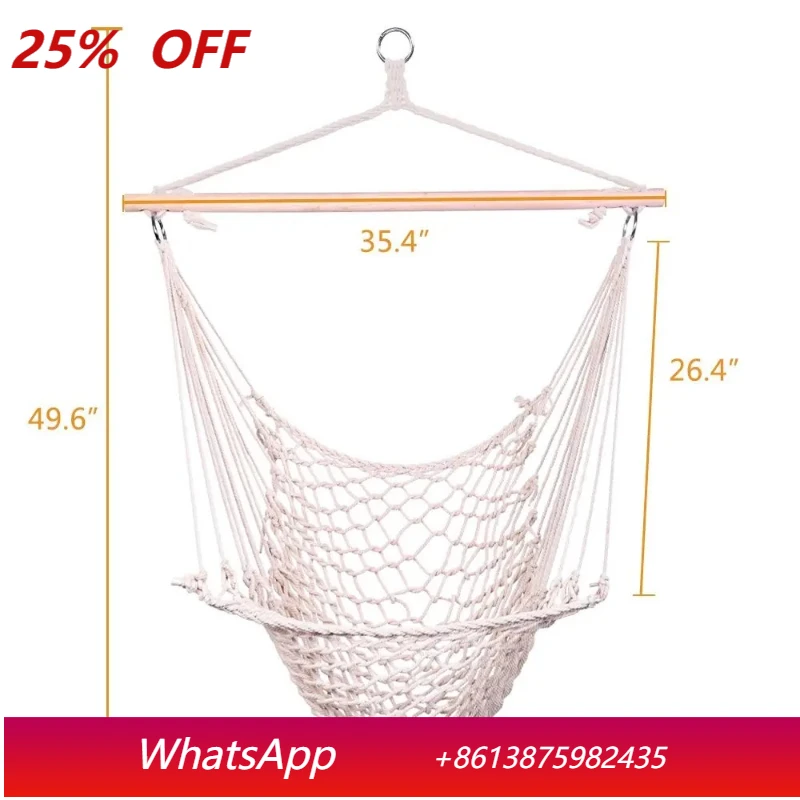 Indoor and outdoor garden cotton sling wind/sky chair swing beige hammock