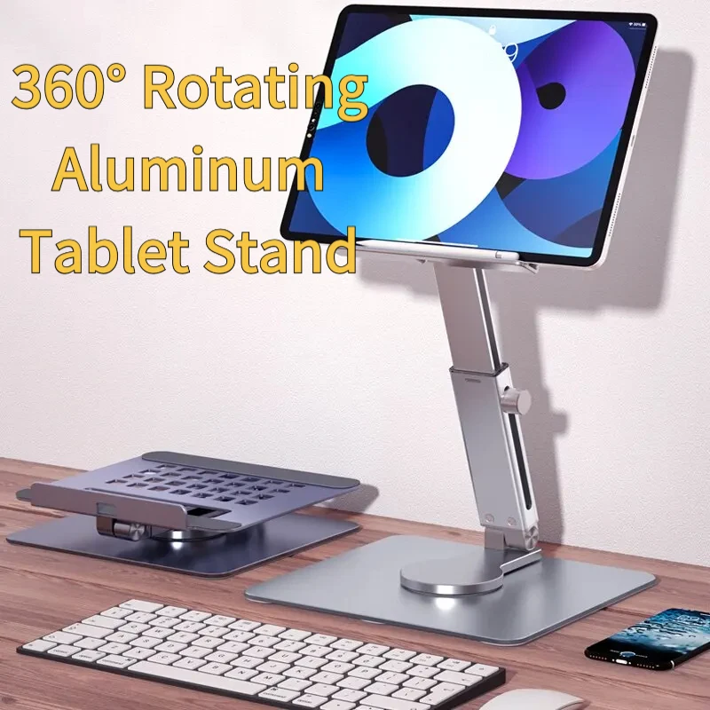 

360° Rotating Aluminum Tablet Stand Adjustable Foldable Holder for iPad Pro Air Mini 4-14"