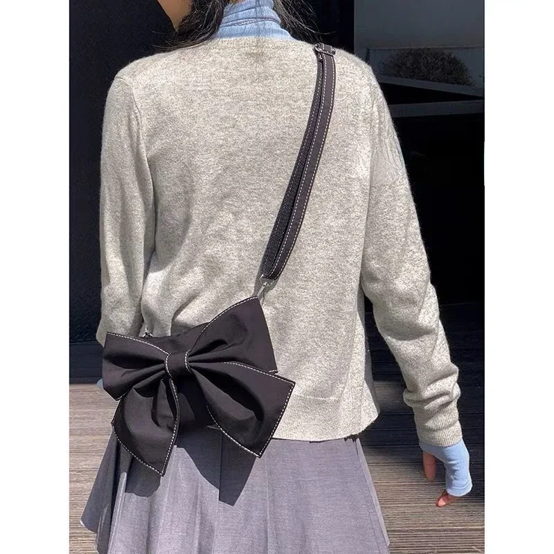 Borsa per ragazze FLAP Bow coreano Lady Fashion nuova cerniera solida borse a tracolla morbide borse piccola borsa da donna fresca All-match Designer