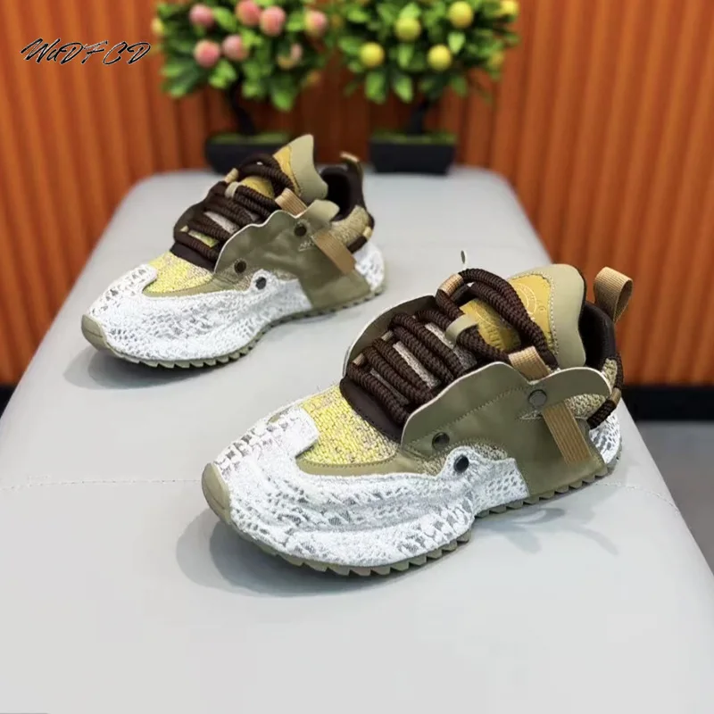 Chunky Sneaker Plus Size 45 46 Men Original Designer Board Shoes Fashion Casual Leather Fabric Increased Internal Platform Shoes
