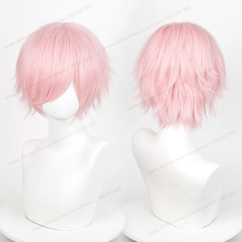 Anime 30cm Short Straight Cosplay Wig Black White Green Brown Purple Blue Gray Red Gold Man Women Heat Resistant Synthetic Hair