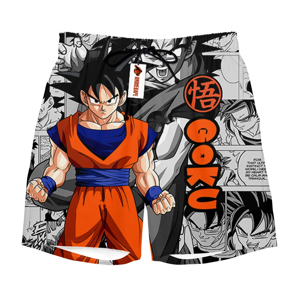 2026 Summer New Dragon Ball Z Goku Manga Style Print Quick Dry Shorts Men Anime Kanji Casual Breathable Beach Shorts