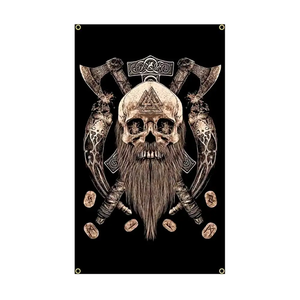 60x90cm/90x150cm Viking Nordic Flag The Viking Hammer of Thor Tapestry Viking Mystical Symbol Banner For Home Outdoor Decor