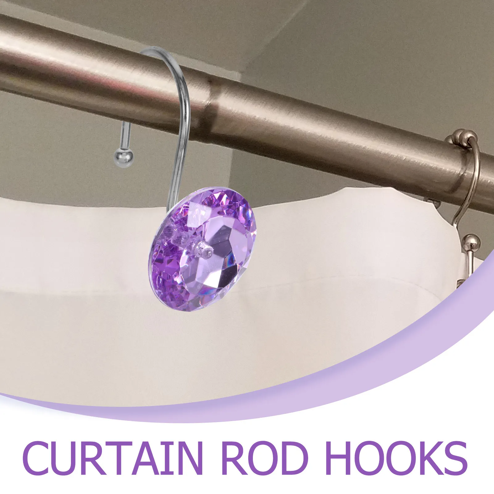 12Pcs Metal Acrylic Shower Curtain Hangers Sturdy Smooth Gliding Hooks for Bathroom Shower Rods Fits Most Curtain Styles Home view 3