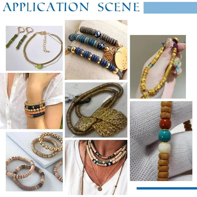 300pcs Heishi Disc Beads 6mm Brass Loose Beads Golden Rondelle Spacer Beads Long-Lasting Beads Round Jewelry Beads for Necklace