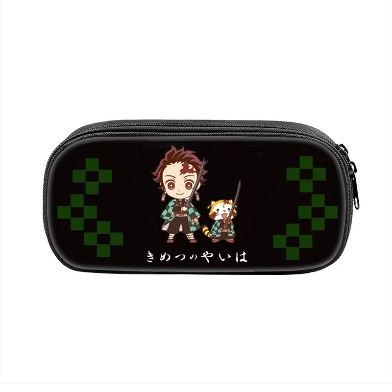 Kimetsu No Yaiba Pen Box Bag for Student Big Capacity School Supplies Zipper Game Pencilcases Children's Birthday Gift