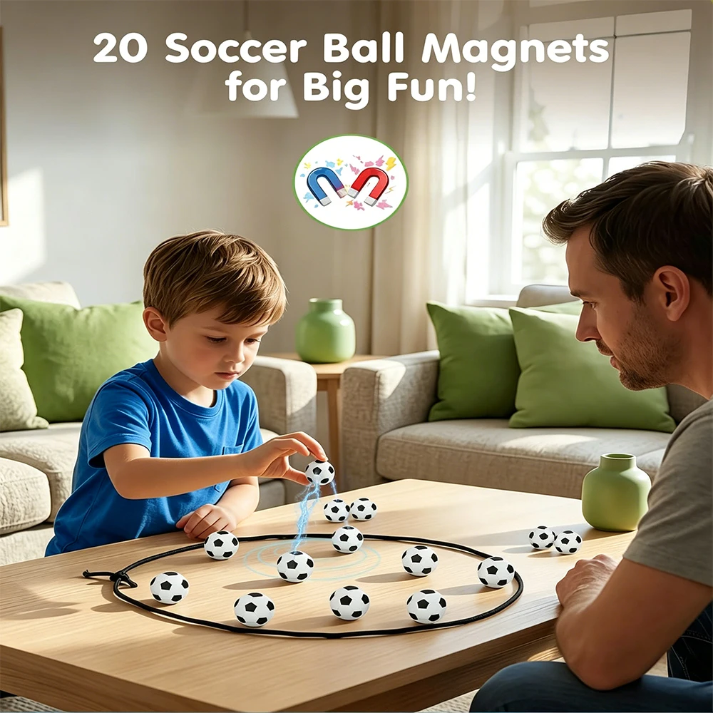 Magnetisches Fußballspiel-Set mit 20 Magnetfußbällen für 9+ Jahre, Tragbares Interaktives Strategie-Familienspiel Geschenk