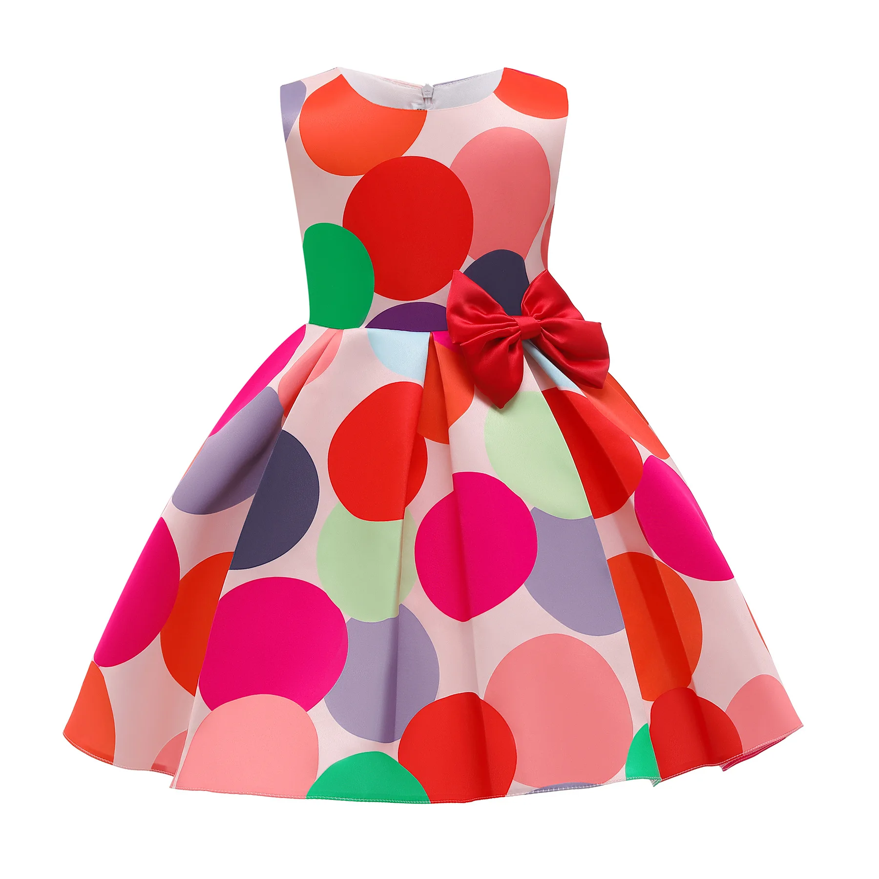 Dress For Girls Princess Girls Dresses Bow Polka Dot Sleevesless Short Wedding Prom Summer Costume Kids Clothing Kids Clothes