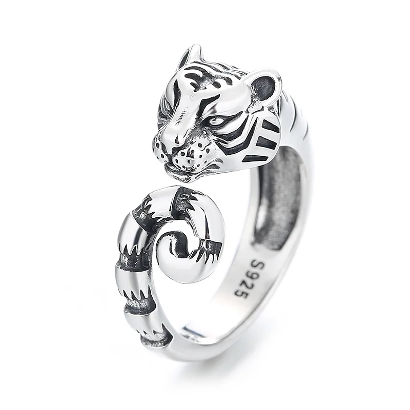 

BOCAI New 100% S925 Silver Jewelry 2022 Natal Year Zodiac Tiger Unique and Domineering TrendMan and Woman Rings Couple Gift