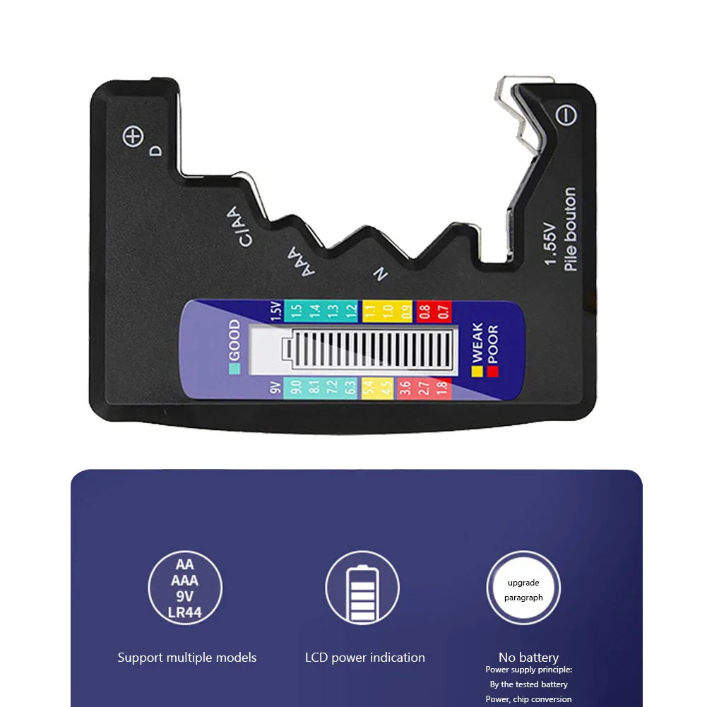 Portable Digital Battery Capacity Tester Lightweight Battery Voltage Tester Clear Accurate Instruments Electrician Accessories