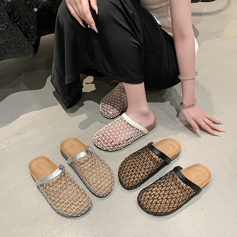 

2025 новая тенденция, женский стиль, полуперетаскивающие повседневные сто подходящих юбок, сандалии, женские тапочки