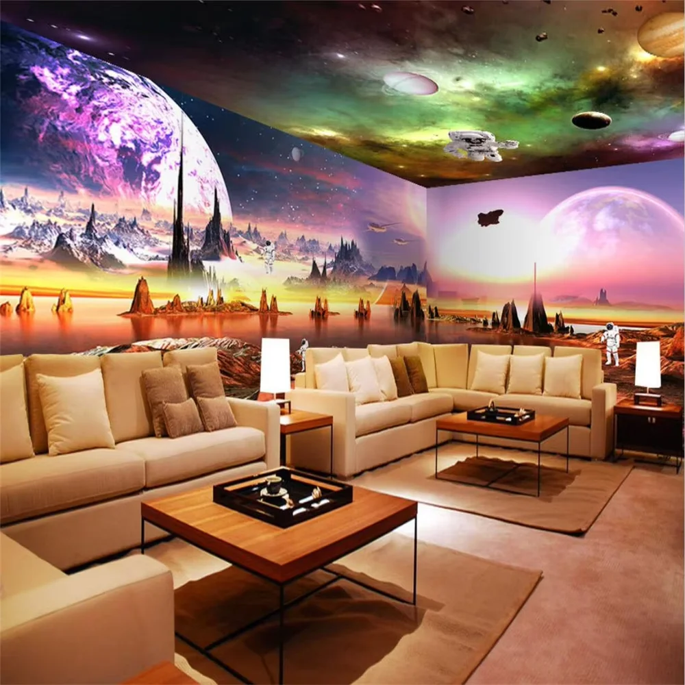 

custom 3D Nordic space milky way rocket wallpaper for children's room boy bedroom cartoon Kids Room mural wall papers home decor