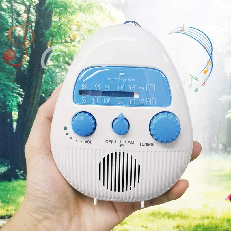 Audio impermeable portátil AM/FM Radio altavoz baño ducha Radios para el hogar baño al aire libre