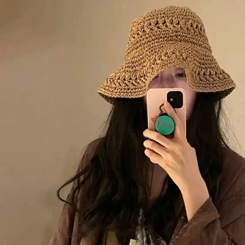 

Summer Women's Straw Crochet Wisp Straw Hat Female Sun Protection Sun Hat Seaside Beach Holiday Sun Hat