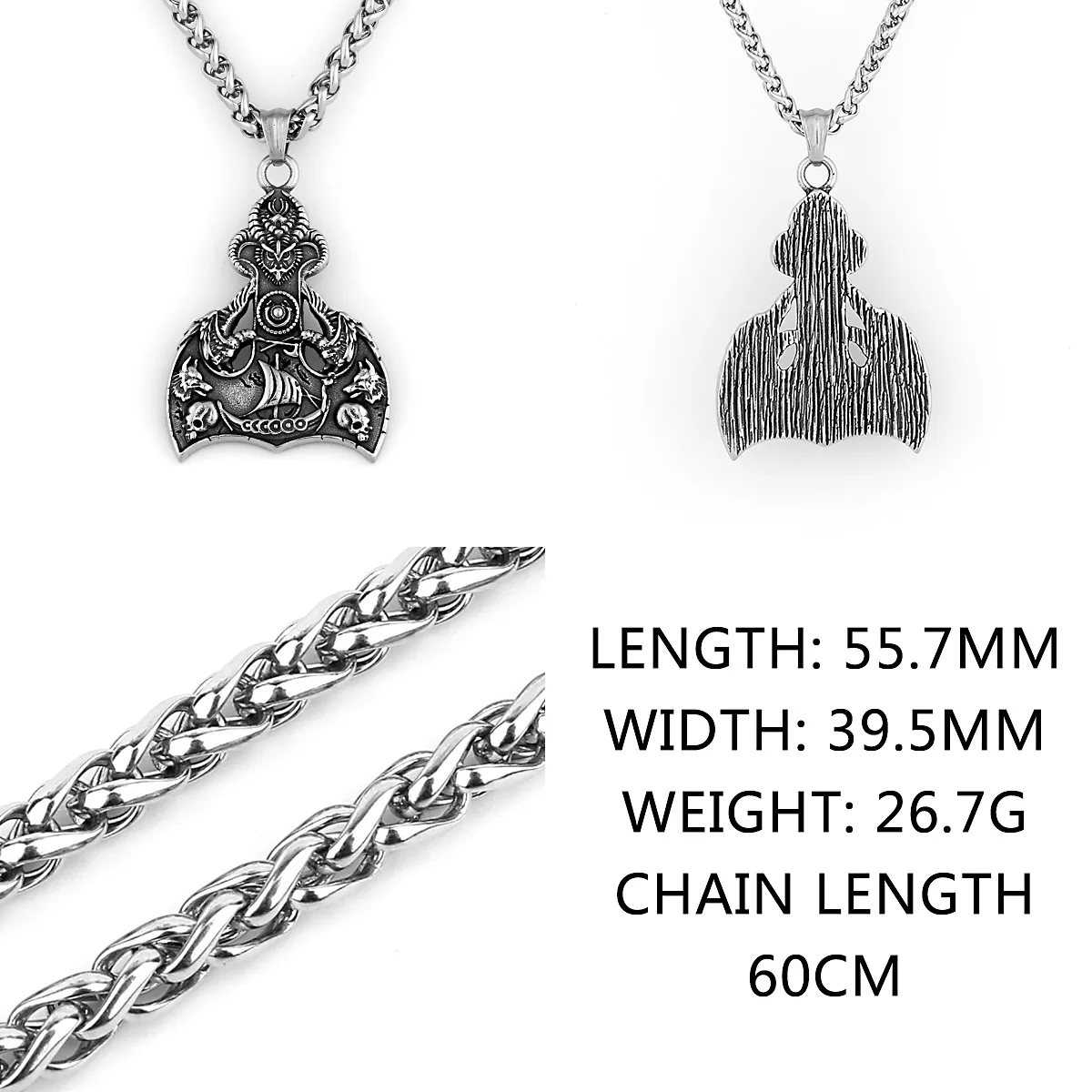 Viking Anchor Wolf Head Crow European and American Style Dragon Boat Pendant Tidal Men's Stainless Steel Pendant Necklace