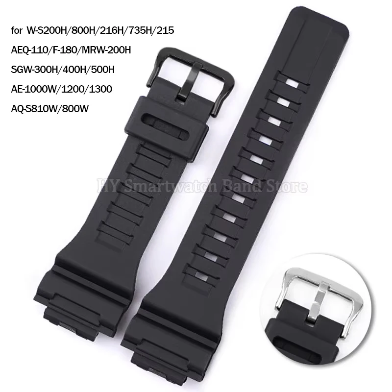 Silicone Watch Strap for Casio AQ-S810W 800W SGW-300H AE1000W AEQ110W W800H W216H W735H Waterproof Rubber Bracelet Accessories