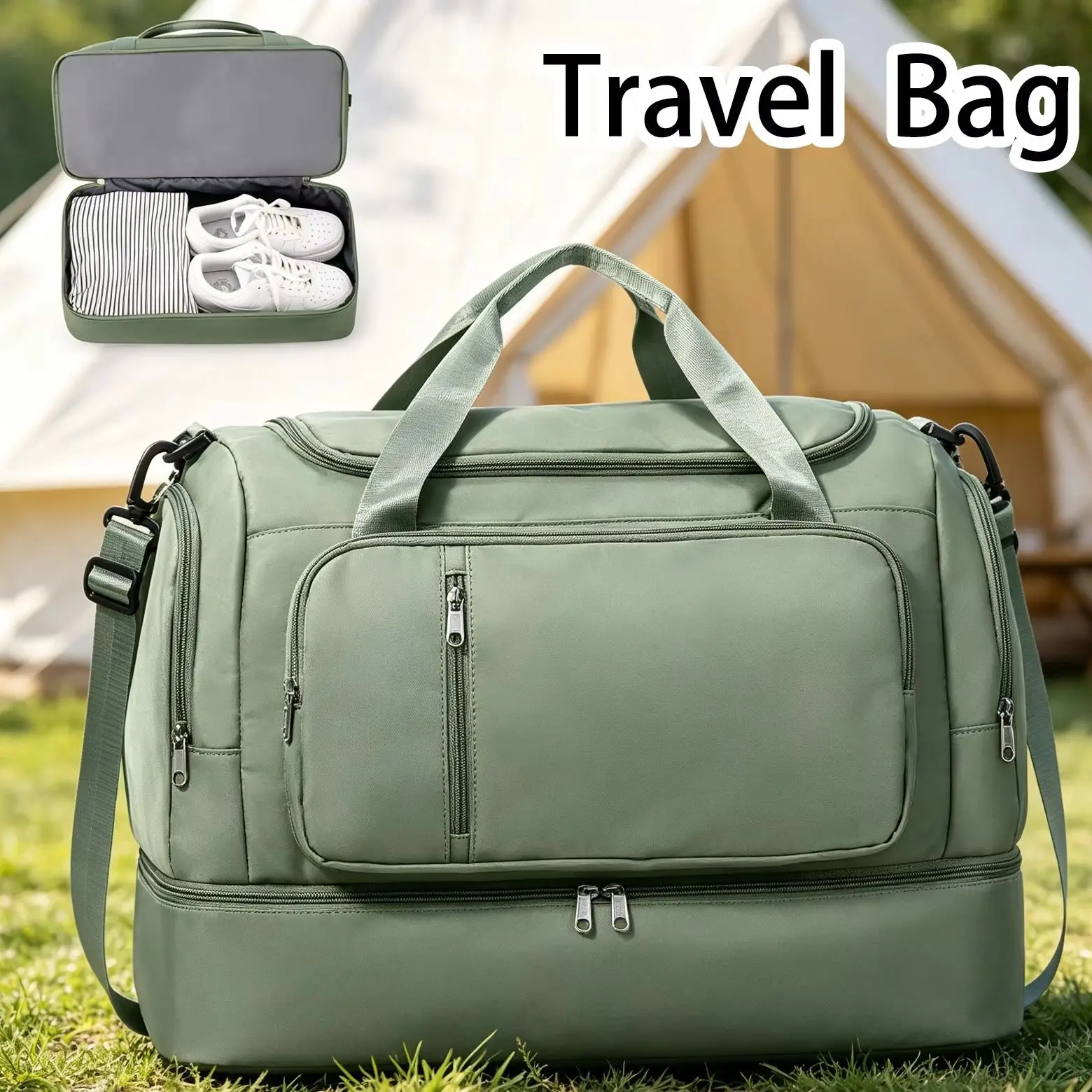 Men Women Travel Bag Large Capacity Duffel Bag Expandable Weekend Bag Carry-on Hand Luggage Bag Overnight Bag Storage Bag  
