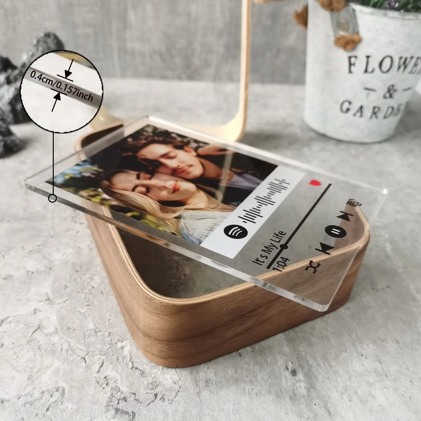 Custom Acrylic Creative Design Wood Photo Frame Wedding Anniversary Commemorative Gifts for Couple Personalized Picture Frame